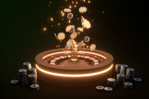 A woman smiling by bright slot machines showing lucky symbols, showcasing the exciting slot offerings at JL77.